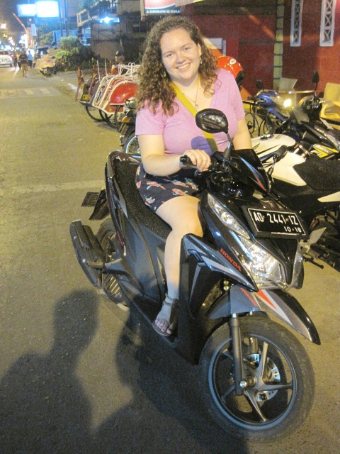 riding a motor scooter in Bali