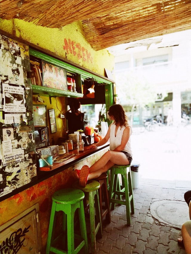 Woman in Tel Aviv Cafe