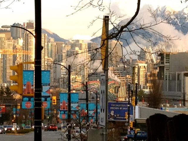 Downtown Vancouver and the mountains