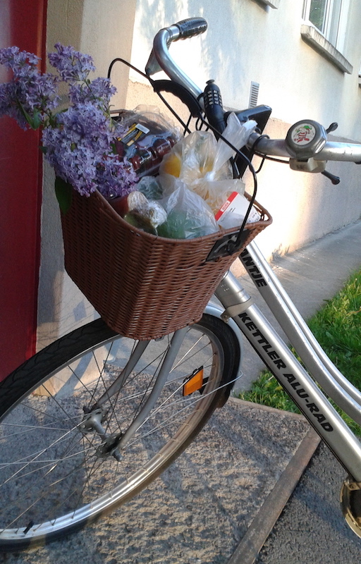 Biking back from the grocery store